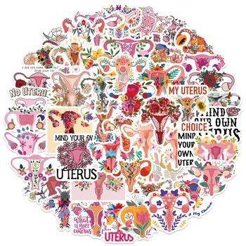 10/50 шт Мультяшных феминистских наклеек с цветами Матки для девочек, Граффити для ноутбука, Виниловые наклейки, Наклейки-игрушки