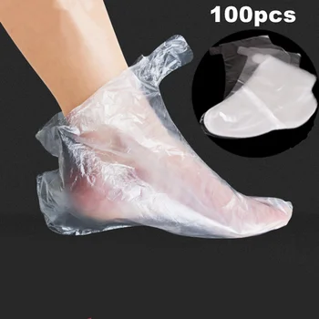100шт Одноразовая маска для ног, маска для рук, Прозрачная пленка, чехол для ног для педикюра, предотвращает инфекцию, Удаляет потрескавшиеся чехлы для ног.