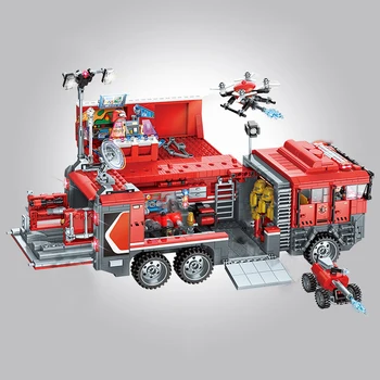 2022 Креативность города Пожарная сигнализация Пожарные Пожарная команда Модель автомобиля Строительные блоки Кирпичи Детские игрушки Подарок на день рождения