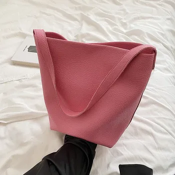 2022 Новая сумка для ноутбука из искусственной кожи, простая Женская сумка известных брендов, повседневная большая однотонная женская сумка для покупок для отдыха, Большая сумка для покупок