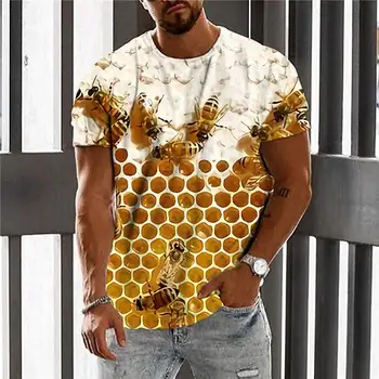 2023 Мужская футболка с 3D принтом, футболка с забавной пчелкой, летняя футболка с коротким рукавом, мужская повседневная футболка унисекс, топы с круглым вырезом в стиле Харадзюку