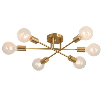 2023 Современная люстра Лампы Sputnik, встраиваемый потолочный светильник, освещение из матового античного золота, 6 ламп, Скандинавское украшение дома