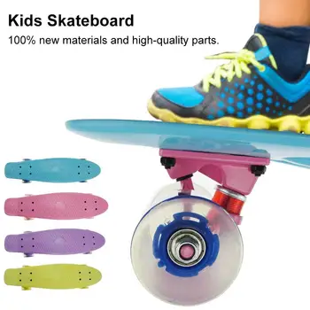 22-дюймовый мини-крейсерский скейтборд, ретро-лонгборд, доска для скейтбординга в комплекте, мигающая светодиодная подсветка, детская доска для скейтбординга для девочек и мальчиков