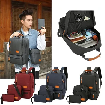 3 шт./компл. Большой деловой рюкзак для мужчин, многофункциональный ноутбук для повседневной работы, сумка для ноутбука, дорожная сумка, повседневная сумка