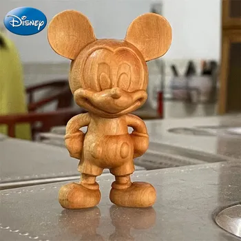 7,5 см Фигурки Disney Mini Mickey Mouse с деревянной резьбой Фигурки героев мультфильмов Kawaii Mickey Модели украшений, поделок, Игрушек, подарков