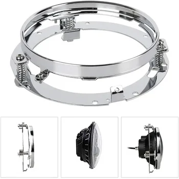7-дюймовое круглое кольцо для крепления кронштейна светодиодной фары для моделей Harley Davidson (черный/хром)