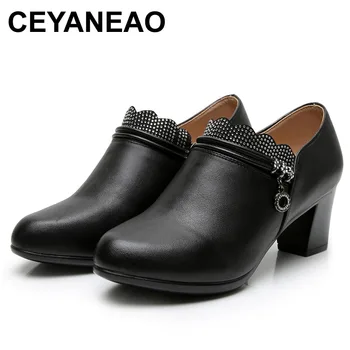 CEYANEAOHot / 2020 г. Новые осенние туфли со стразами, женские туфли на высоком каблуке, Комфортная мягкая нескользящая обувь из натуральной кожи, женская обувь на высоком каблуке