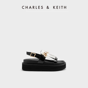CHARLES&KEITH23, Новая летняя коллекция CK1-70580208, Женские Босоножки с открытым носком и кисточками в стиле ретро