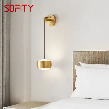 DEBBY Современный Латунный светильник Настенный СВЕТОДИОДНЫЙ 3 цвета Креативная простота Золотое внутреннее бра прикроватное для домашней спальни