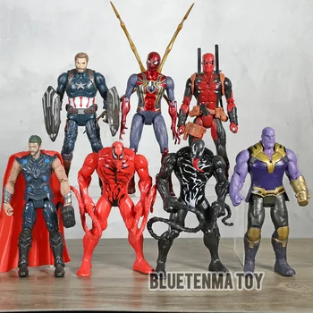 Marvel Carnage Железный Дэдпул Веном Человек-паук Танос Тор Капитан Америка ПВХ Фигурка Модель Куклы Подарки