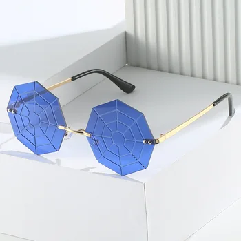 Mosengkw 2023 Женские солнцезащитные очки для вечеринок с паутинной сеткой без оправы, Дизайнерские Цветные очки роскошного бренда