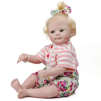 NPK 50 СМ с ручными корнями светлых волос новорожденный милое личико bebe reborn baby реалистичный мягкий приятный ребенок высококачественная коллекционная кукла