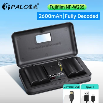 PALO 2600 мАч NP-W235 NP W235 Аккумулятор + ЖК-USB Двойное Зарядное устройство для Fujifilm Fuji X-T5, X-T4, GFX 50S II, GFX 100S, Цифровой камеры