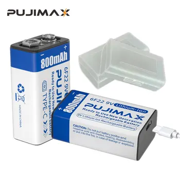 PUJIMAX Новый Литий-ионный Аккумулятор 9V 800mAh TypeC 6F22 Литиевые Батареи Для Мультиметра Микрофон Игрушка Пульт Дистанционного Управления KTV