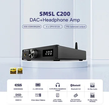 SMSL C200 Hi-Fi Наушники USB DAC Amp ES9038Q2M OPA1612A * 4 TRS Сбалансированный 4,4 мм 6,35 мм Выход Bluetooth 5,1 Декодер для PS5 PS4