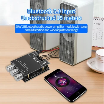 ZK-502MT Bluetooth 5.0 2,0-канальный стерео AUX Высокочастотный звуковой модуль усилителя мощности Bluetooth 12-24 В