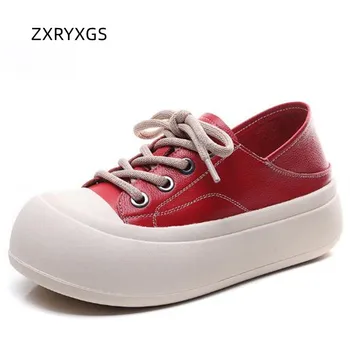 ZXRYXGS 2023 Новые Высококачественные кроссовки из натуральной кожи на шнуровке, модная повседневная обувь, кроссовки на платформе, увеличивающие рост обуви Tide