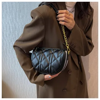Брендовая дизайнерская клетчатая стеганая женская сумка через плечо, модная сумка через плечо с цепочкой, седельная сумочка, тренд 2022 года