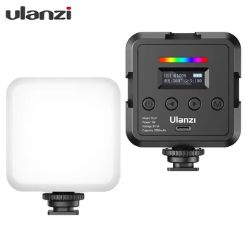 Видеосветка Ulanzi RGB с регулируемой яркостью, множество эффектов с адаптером для прямой трансляции видеоблогов, фотосъемка продукта, запись видео.