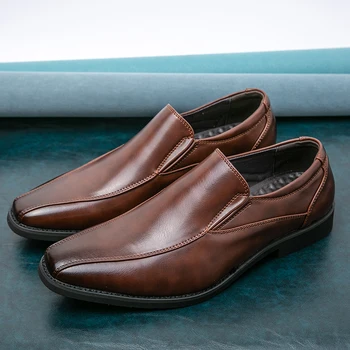 Высококачественная мужская обувь 2023 года, новые повседневные кожаные туфли с острым носком с низким берцем, классические роскошные деловые туфли-оксфорды в британском стиле