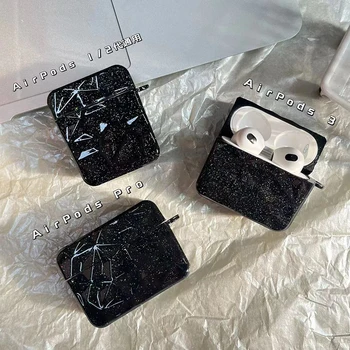 Высококачественный блестящий чехол с черным бриллиантом для Apple Airpods 1 2 3, силиконовый чехол для наушников, беспроводная защитная оболочка Bluetooth
