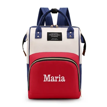 Вышитое название, сумка для мамы большой емкости, ручной Многофункциональный рюкзак на плечо, Детская сумка с индивидуальным логотипом