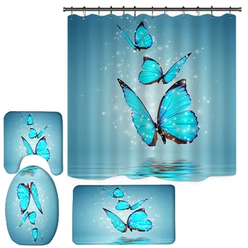 Декоративная водонепроницаемая занавеска для душа с принтом бабочки, состоящая из трех частей, занавеска для перегородки ванной комнаты, украшение дома, занавеска для гостиной