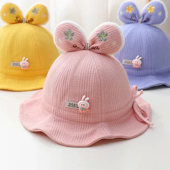 Детская шапочка с милым бантом, осень-зима, утепленные теплые детские шапки-ведра для маленьких мальчиков и девочек, шляпа рыбака, уличная солнцезащитная кепка для малышей