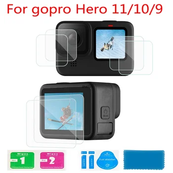 Для GoPro Hero 12/11/10/9 Протектор экрана из закаленного стекла, защита черных линз, защитная пленка для аксессуаров для камеры Gopro