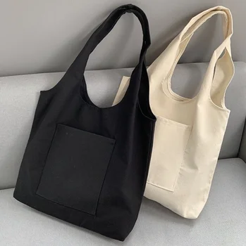 Женская холщовая сумка через плечо, повседневная сумка многоразового использования, многоразовые Эко-складные студенческие сумки для покупок, пляжные сумки-тоут