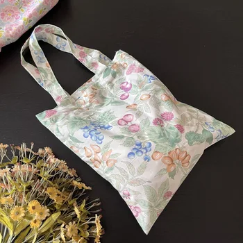 Женские маленькие сумки через плечо с фруктовым принтом в стиле ретро из мягкой ткани, женская сумка для покупок, винтажный дизайн, женский клатч, сумочка-тоут, сумки-тоут.