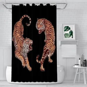 Занавески для душа в ванной комнате Yin Yang, Водонепроницаемая перегородка для любителей тигровых животных, Аксессуары для домашнего декора
