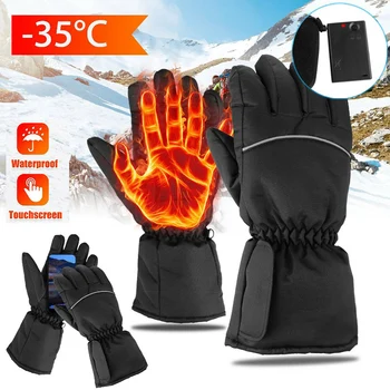 Зимние Перчатки с электрическим подогревом, Ветрозащитные Велосипедные перчатки с теплым подогревом, Лыжные перчатки с сенсорным экраном, перчатки с подогревом от USB Для мужчин и женщин