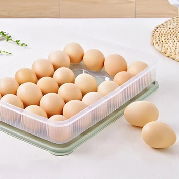 Коробка для яиц на 24 сетки Кухонная коробка для хранения яиц Портативный Пластиковый держатель для яиц Штабелируемые органайзеры для хранения в морозильной камере Контейнер для хранения яиц