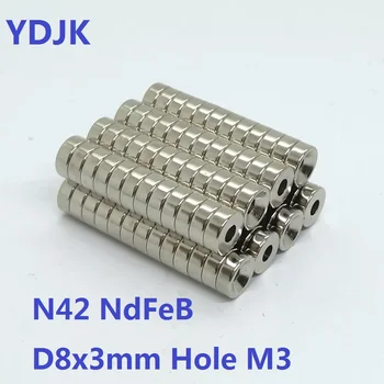 Магнит N42 NdFeB с 8 * 3 Отверстиями и 3 Дисковыми Погружными Отверстиями M3 Сильные Неодимовые Редкоземельные Постоянные Магниты 8X3-3 С Винтами