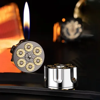 Металлический шлифовальный круг Зажигалка с открытым пламенем Новинка Надувная Бутановая армейская вентиляторная зажигалка