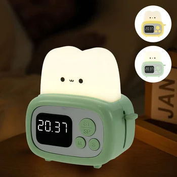 Милый детский будильник, цифровые часы с регулируемой яркостью и ночником, перезаряжаемые часы для тренировки сна, портативные будильники для пробуждения