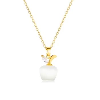 Модный Европейский AAA циркон, маленькое медное ожерелье Aapple, цепочка-кавикле для женщин, Ювелирный подарок для вечеринки в честь дня рождения девушки.