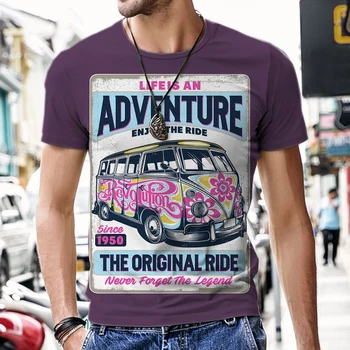 Мужская футболка с дизайном ретро-автомобиля, короткими рукавами, повседневная уличная одежда, топ в стиле харадзюку, пляжная мода в стиле хип-хоп, популярная футболка