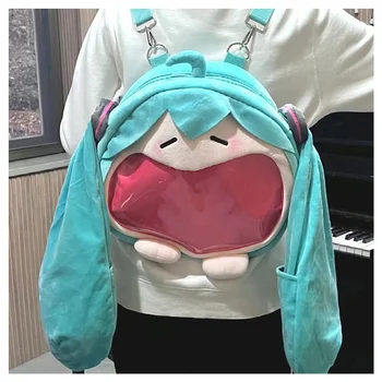 Мультфильм Аниме Хацунэ Мику Плюшевая кукла Itabag Милая портативная сумка для хранения большой емкости, рюкзак в форме улыбки Каваи, подарок для девочки
