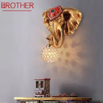 Настенные светильники BROTHER Modern Elephant LED Interior Creative из европейской смолы, бра для домашнего декора гостиной и холла
