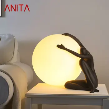 Настольная лампа ANITA Nordic с современным креативным орнаментом, настольная лампа из смолы, светодиодный декор для дома, гостиной, кабинета, прикроватной тумбочки