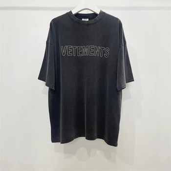 Новая хорошо выстиранная футболка Vetements Ограниченной серии Для мужчин и женщин 1:1 Высокого качества, футболки VTM