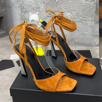 Новинка 2023 года, Женская обувь Высокого класса на очень высоком каблуке, Пикантные туфли-лодочки из натуральной Кожи, Винтажные Женские Босоножки Zapatos Mujer