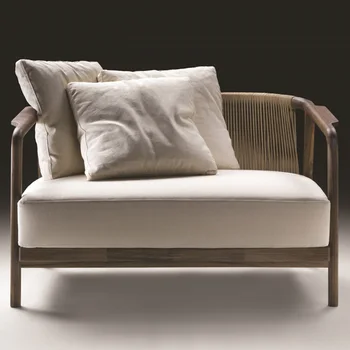Новый плетеный диван в китайском стиле из цельного дерева для отдыха, балкон, садовый диван, комбинированная мебель