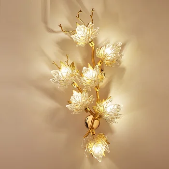 Новый современный хрустальный настенный светильник дизайнерский настенный светильник maple leaf light роскошная креативная золотая лампа для гостиной, украшение отеля, светодиодная лампа