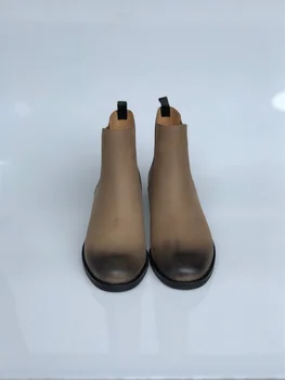 Обувь из натуральной кожи, классические универсальные черные удобные ботинки до середины голенища из телячьей кожи, женские ботинки 