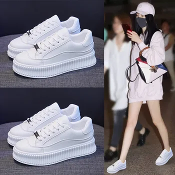 Пара Ins Корейская версия белой женской обуви 2022, осенние новые модные кроссовки на платформе, повседневные кроссовки для бега, мужские Zapatos