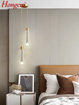 Подвесной светильник Hongcui Modern Gold LED, 3 цвета, Простой Креативный Декоративный Латунный Подвесной светильник для домашней спальни