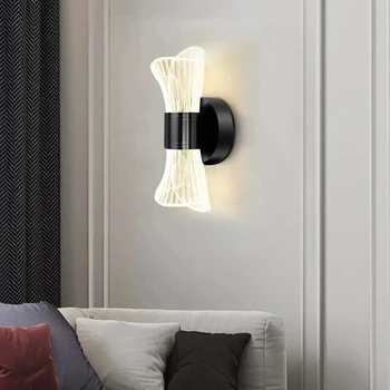 Роскошный креативный акриловый светодиодный настенный светильник Золотисто-черного цвета, настенный светильник для прохода, бра, Прикроватная тумбочка в спальне, Коридор, Домашний декор